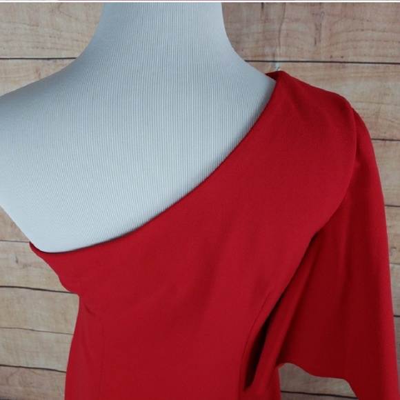 NWT CALVIN KLEIN Red One Shoulder Sheath Dress - Picture 8 of 8